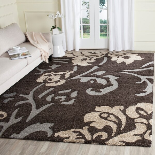 Safavieh Florida Shag Dark Brown/ Smoke Floral Area Rug - 8' x 10'