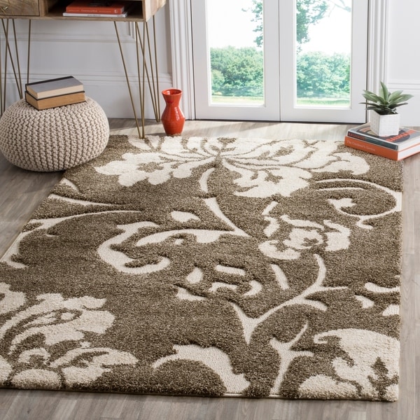 Safavieh Florida Shag Smoke/ Beige Floral Area Rug - 8' x 10'
