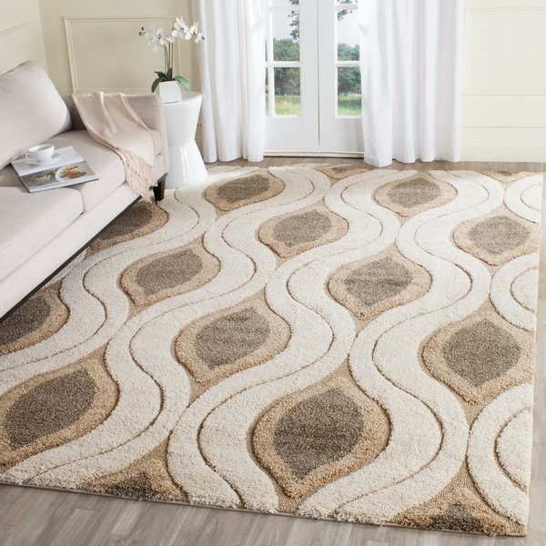 Safavieh Florida Shag Cream/ Smoke Geometric Ogee Area Rug - 8' x 10'