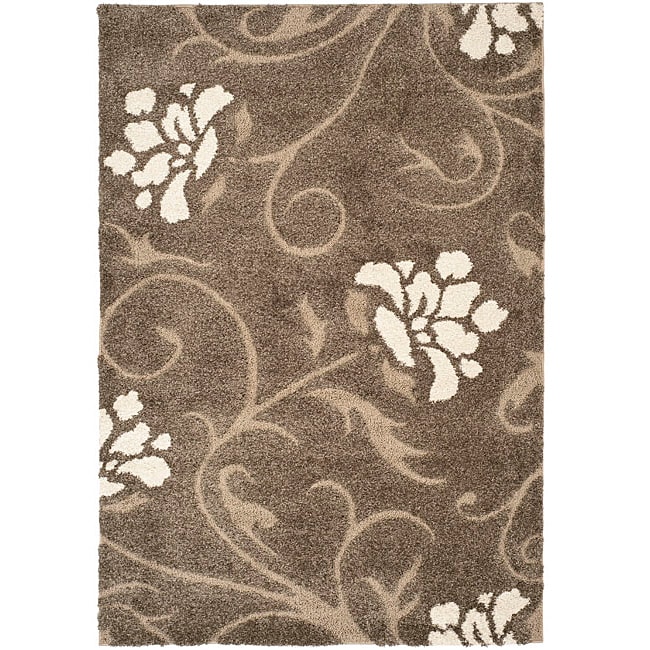 Ultimate Smoke/beige Floral Shag Rug (8 X 10)