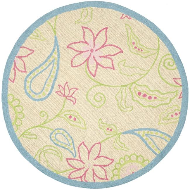 Handmade Childrens Paisley Ivory New Zealand Wool Rug (6 Round)