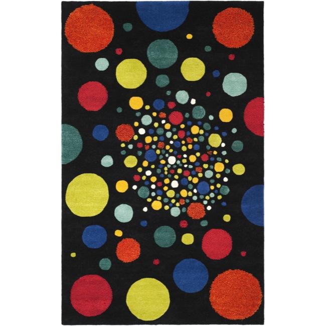 Handmade Soho Space Black New Zealand Wool Rug (36 X 56)