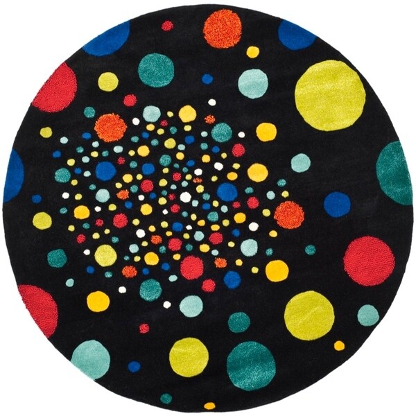 Safavieh Handmade Soho Space Modern Abstract Black Wool Rug - 6' x 6' Round