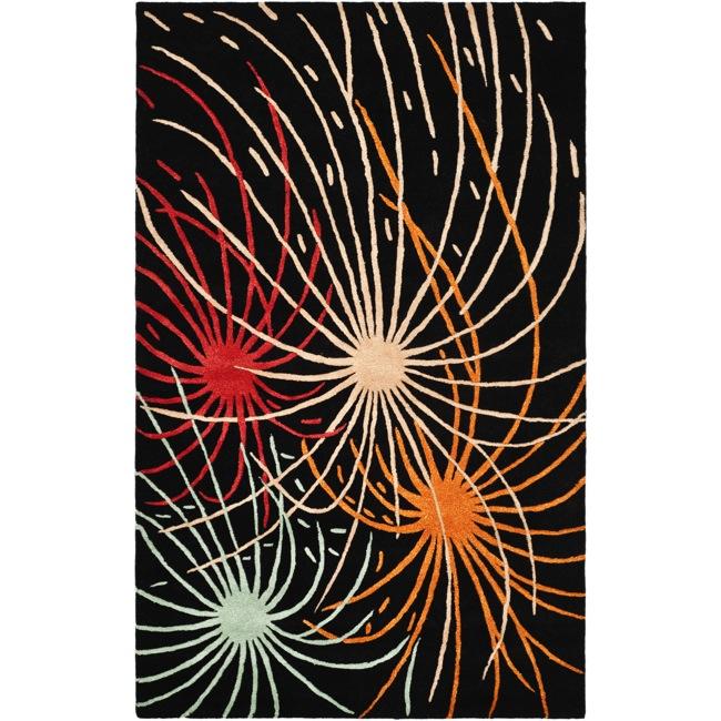 Handmade Soho Fireworks Black New Zealand Wool Rug (76 X 96)