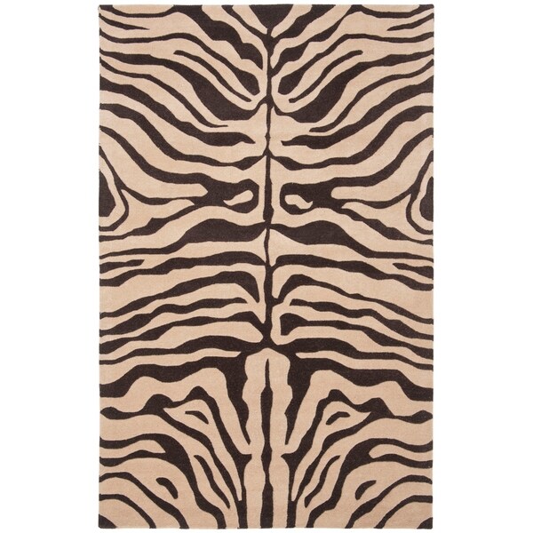 Shop Safavieh Handmade Soho Zebra Print Charcoal/Beige N. Z. Wool Rug