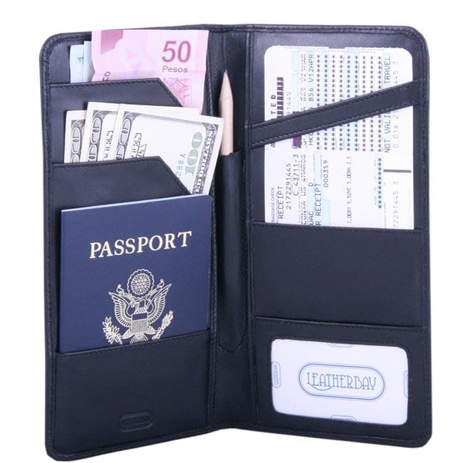 Shop International Travel Black Leather Wallet - Free Shipping Today ...