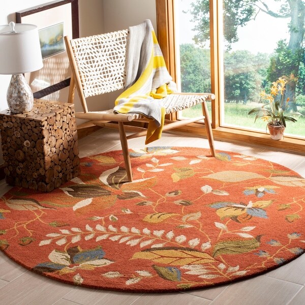 Safavieh Handmade Blossom Botanical Rust Wool Rug - 6' x 6' Round