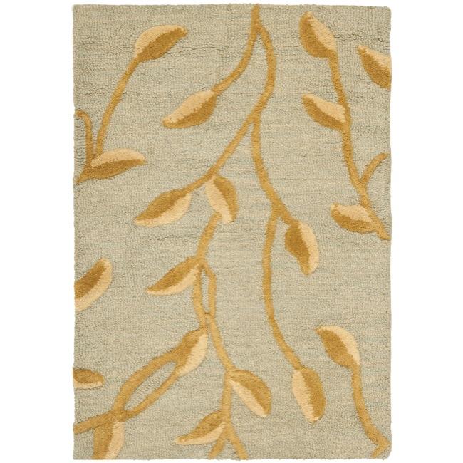 Handmade Rodeo Drive Vines Light Blue N.Z. Wool Rug (2 X 3)