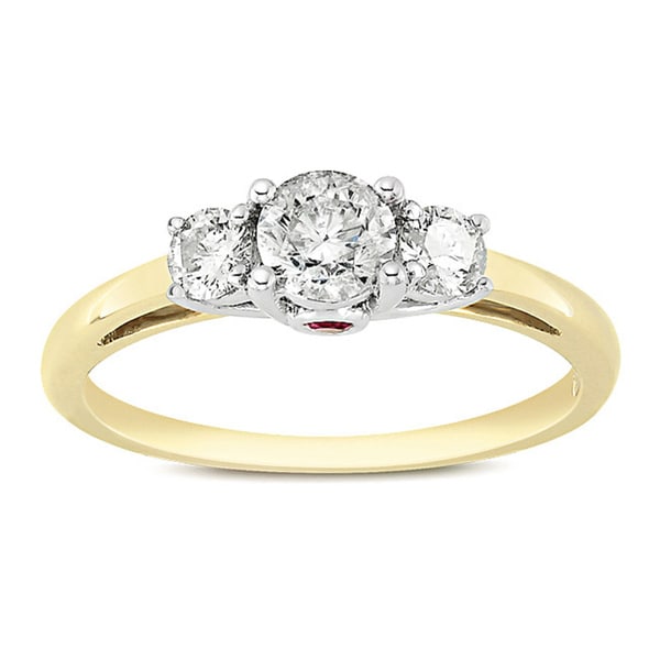 L'Amour Enrose by Miadora 14k Two-tone Gold 1/2ct TDW Diamond and Pink Sapphire Ring (G-H, I2-I3)