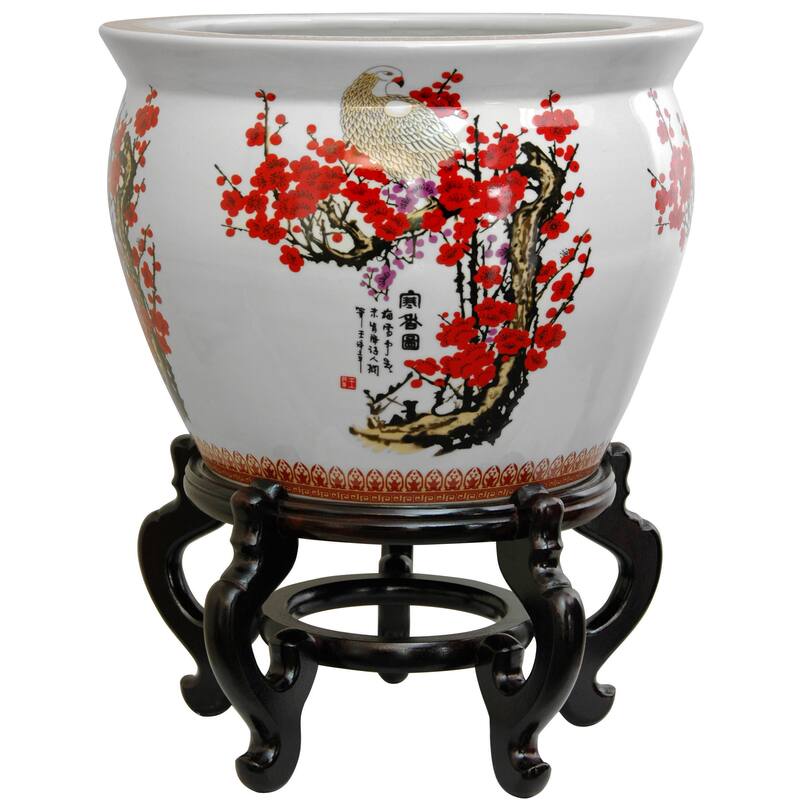 Porcelain 12-inch Cherry Blossom Fishbowl (China)