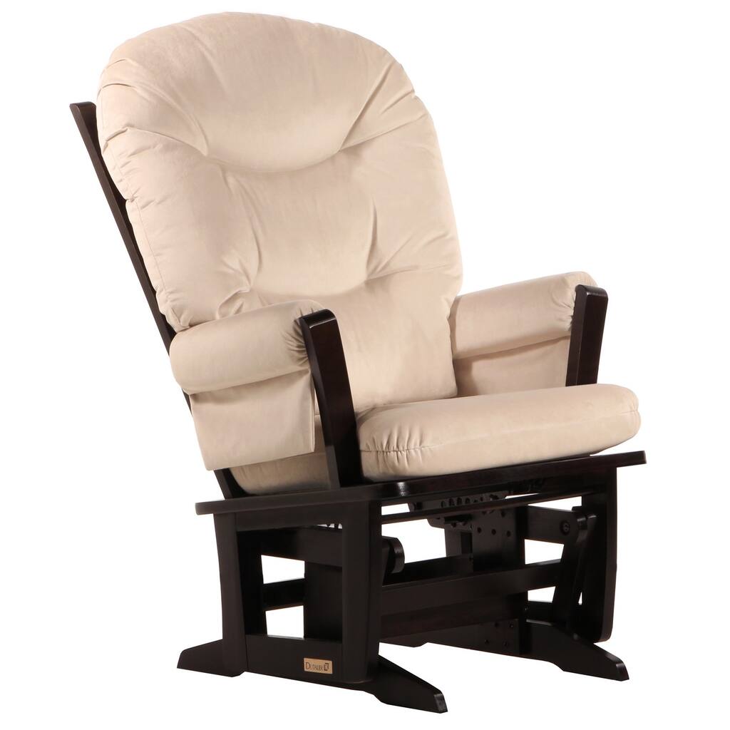 Dutailier Espresso Wood Glider with Microfiber-Fabric Upholstery