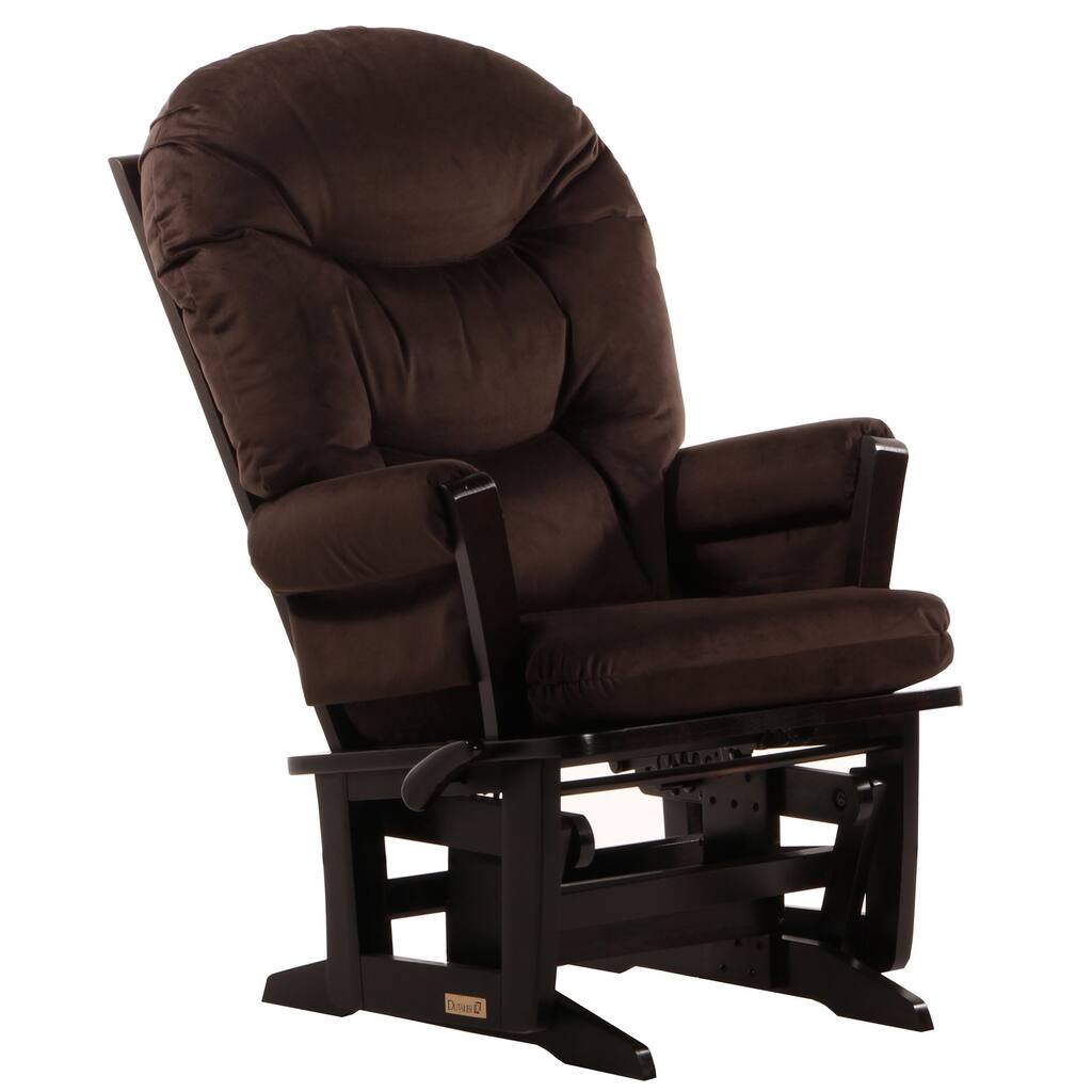 Dutailier Espresso Wood Glider with Brown Cushions