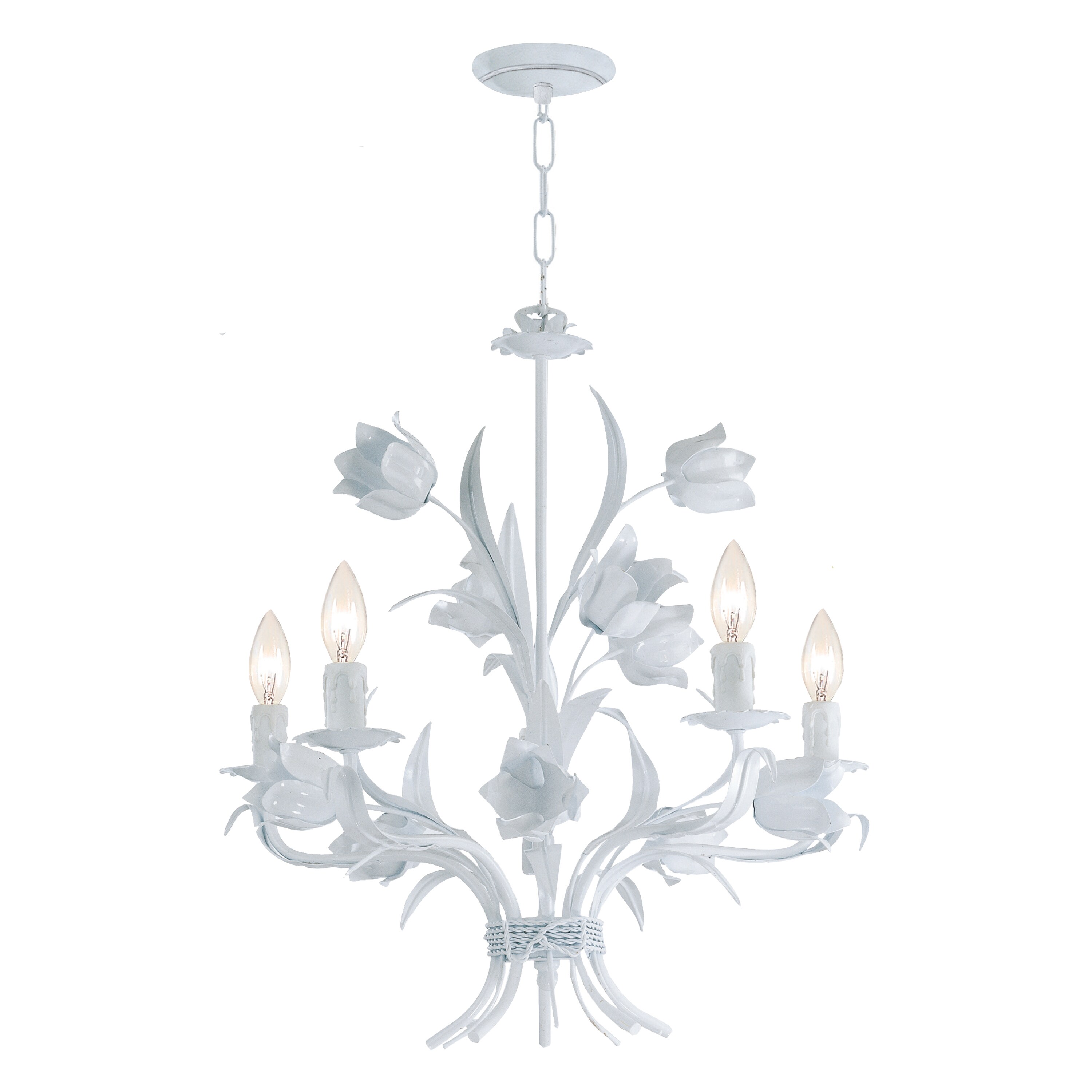 Crystorama Southport 5-light White Floral Chandelier - Chandeliers For Bedrooms by Overstock.com