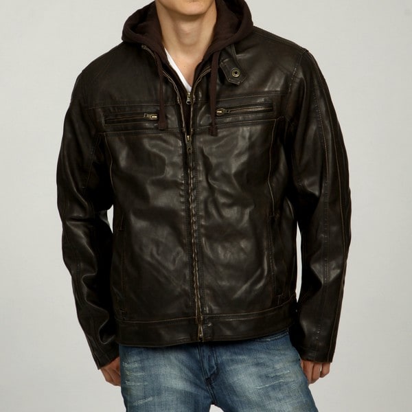Columbia Men's Hooded Sherpa Lined Faux-Leather Jacket - 13419194 ...