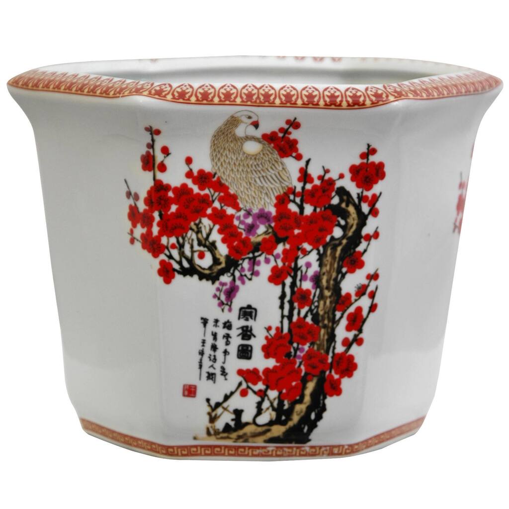 Handmade Porcelain Cherry Blossom Flower Pot Planter