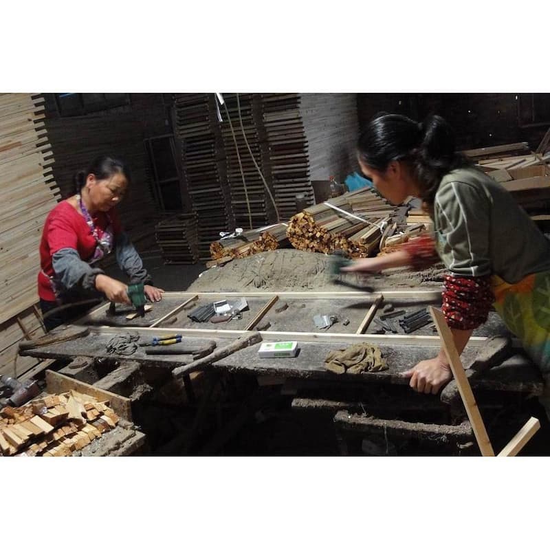 Handmade 14" Blue and White Floral Porcelain Plate - 2"H x 14" Diameter