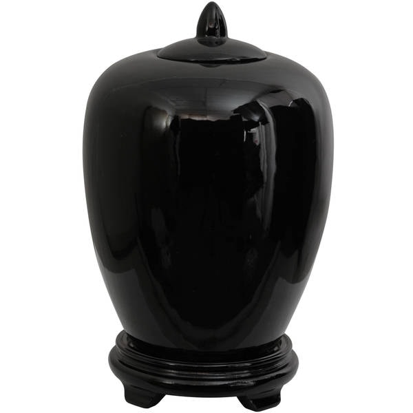 Handmade Porcelain 12-inch Solid Black Vase Jar (China)