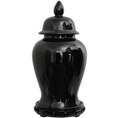 Porcelain 18-inch Solid Black Temple Jar (China)