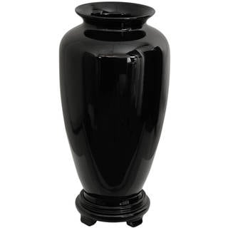 Handmade Porcelain 14-inch Solid Black Tung Chi Vase (China)