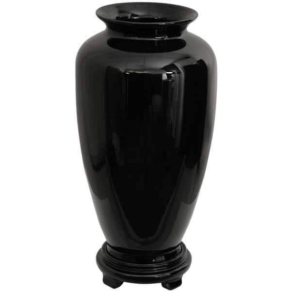 slide 2 of 5, Handmade Porcelain 14-inch Solid Black Tung Chi Vase (China)