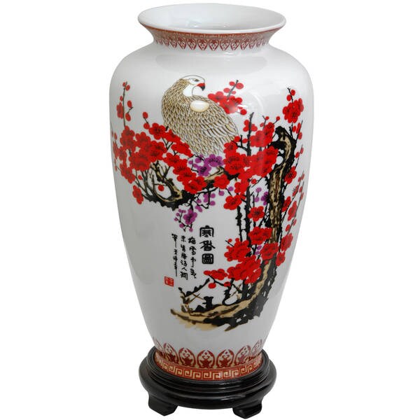 Handmade 14" Porcelain Cherry Blossom Tung Chi Vase