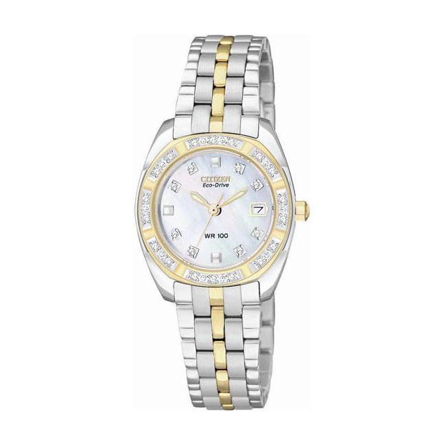 Citizen Eco Drive Womens Paladion Two tone Diamond Case Watch