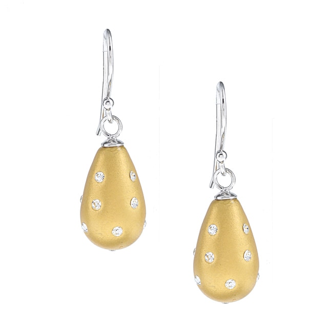 La Preciosa Sterling Silver and Gold Enamel Crystal Teardrop Earrings