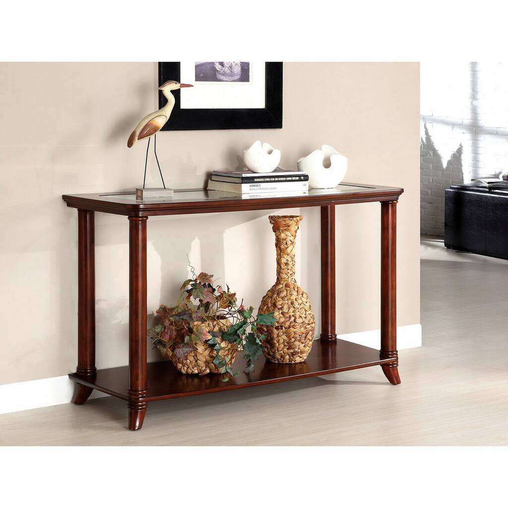 Furniture of America Hallow Beveled Glass Top Console/ Sofa Table