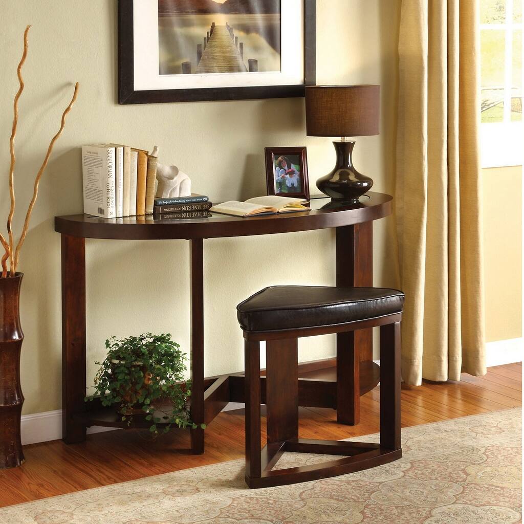 Furniture of America Kame Modern Walnut Solid Wood 2-piece Table Set