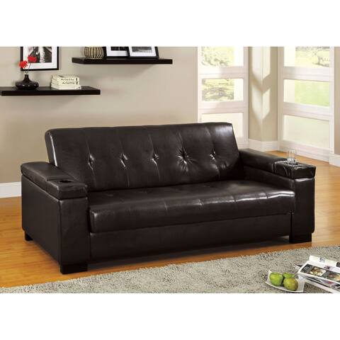 Furniture of America Tash Contemporary Brown Sofa Bed with Cup Holders