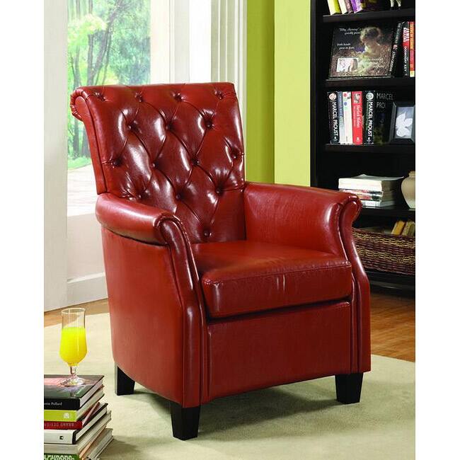 Furniture of America Carter Red Bicast Leather Accent Chair
