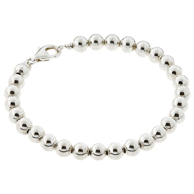 Journee Collection Sterling Silver Bead Bracelet - 937892 - Overstock ...