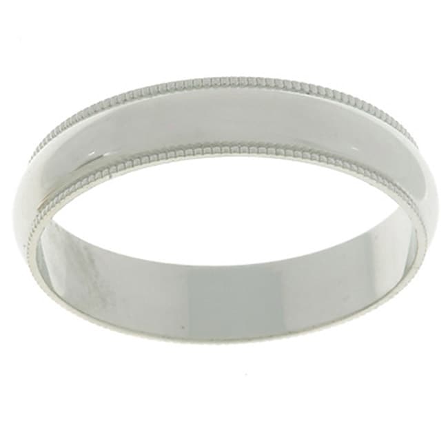 14k White Gold Women's Milligrain 4-mm Wedding Band