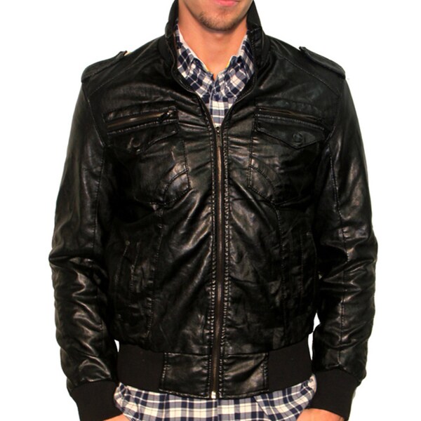 Shop 191 Unlimited Men's Faux Leather Stand Collar Jacket - Free ...