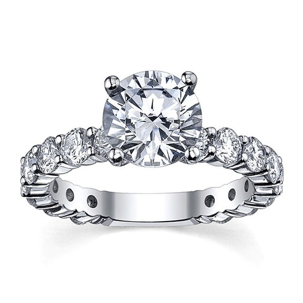 14k White Gold 3 1/6ct TDW Round Diamond Ring