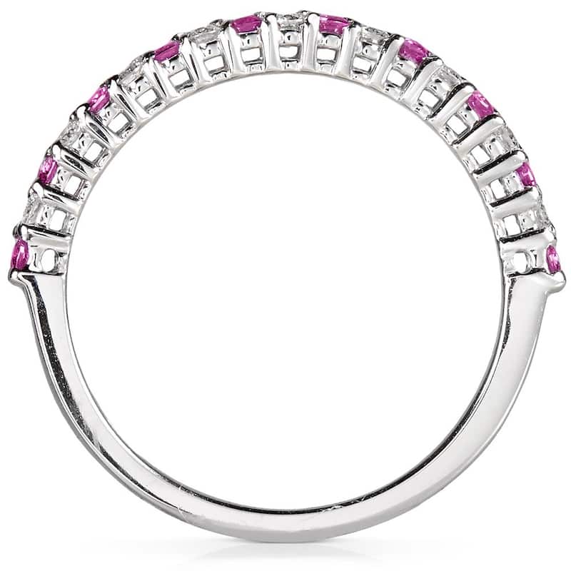 Annello by Kobelli 14k White Gold 1/4ct TGW Pink Sapphire and Diamond Band