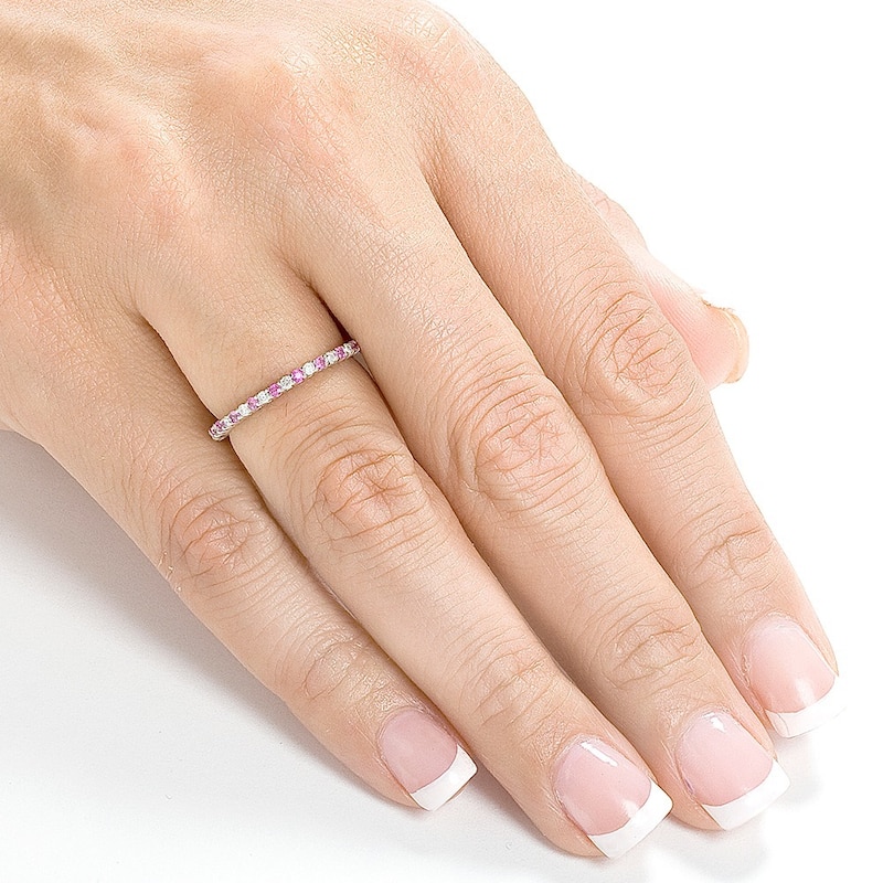 Annello by Kobelli 14k White Gold 1/4ct TGW Pink Sapphire and Diamond Band