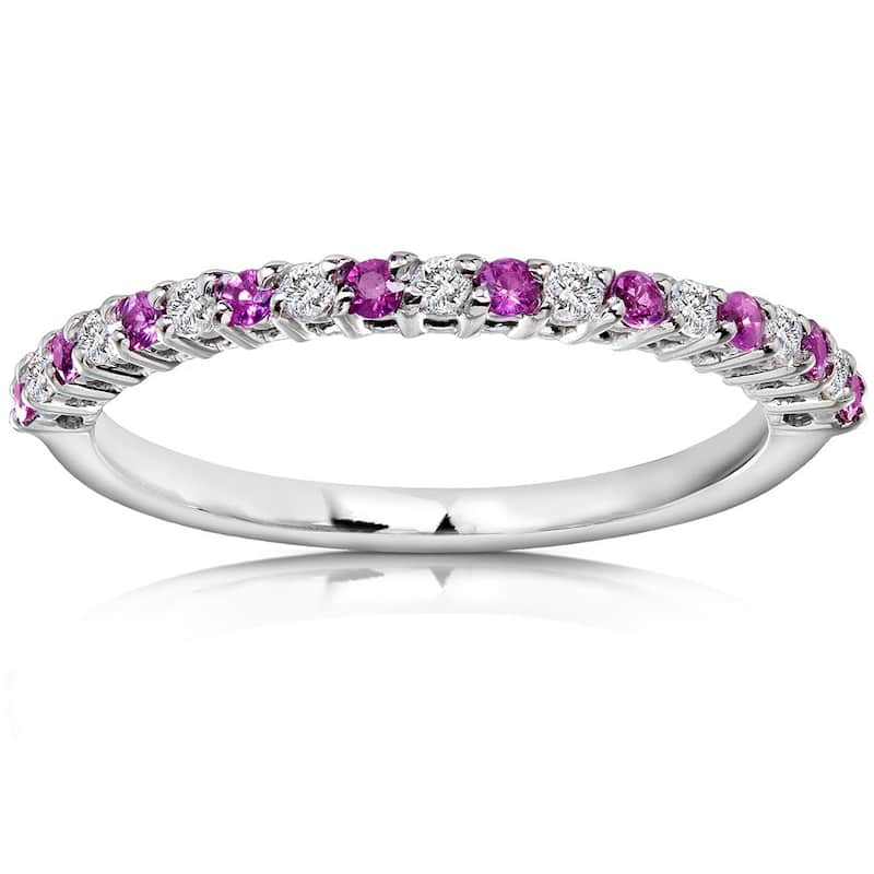 Annello by Kobelli 14k White Gold 1/4ct TGW Pink Sapphire and Diamond Band - 5