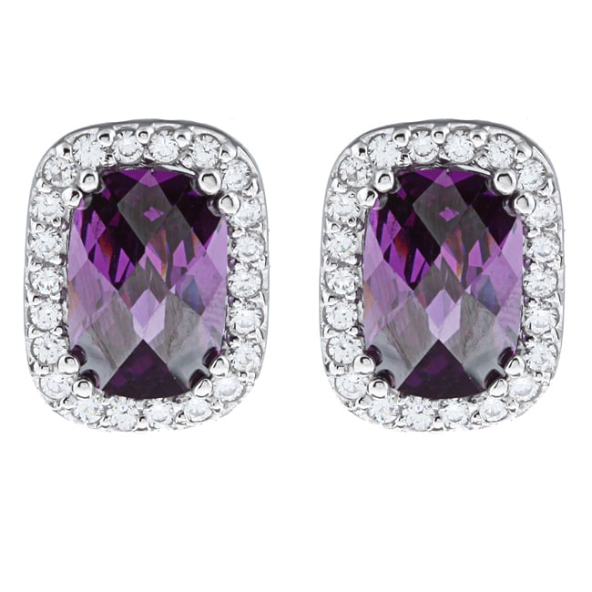 La Preciosa Sterling Silver Purple And Clear Cubic Zirconia Earrings La Preciosa Sterling Silver Purple And Clear Cubic Zirconia Earrings