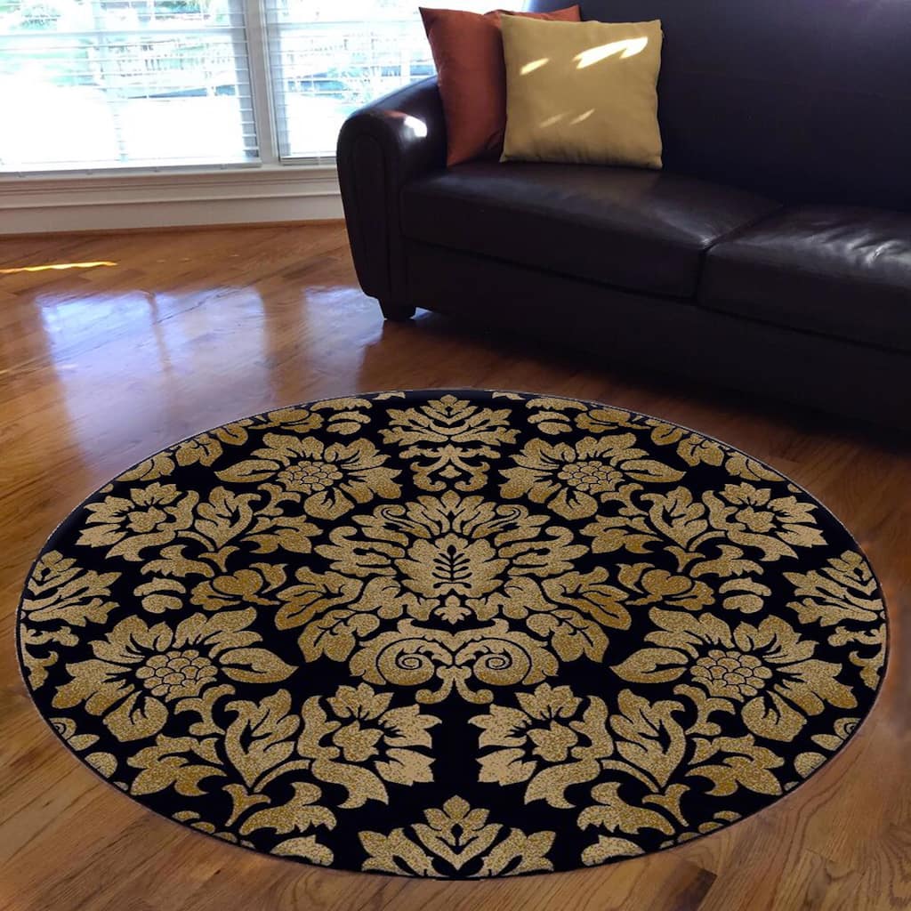 Admire Home Living Amalfi Transitional Oriental Floral Damask Pattern Polypropylene Area Rug