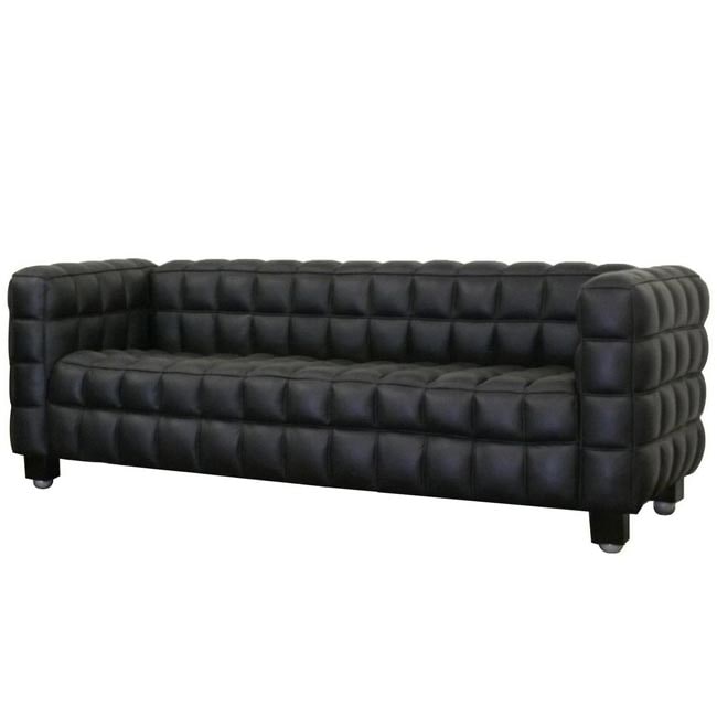 Arriga Black Leather Modern Sofa