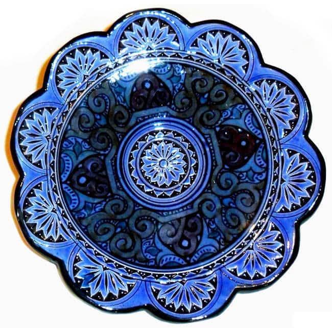 Handmade Ceramic 'Moroccan Sunset' Engraved Decorative Plate (Morocco)
