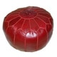 preview thumbnail 4 of 9, Handmade Leather Contemporary Ottoman Pouf (Morocco) Burgundy - Pouf/Foot Stool