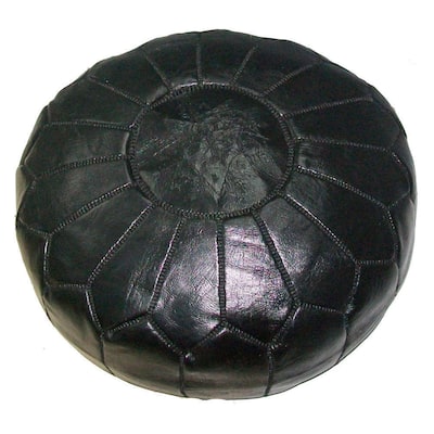 Handmade Leather Contemporary Ottoman Pouf (Morocco)