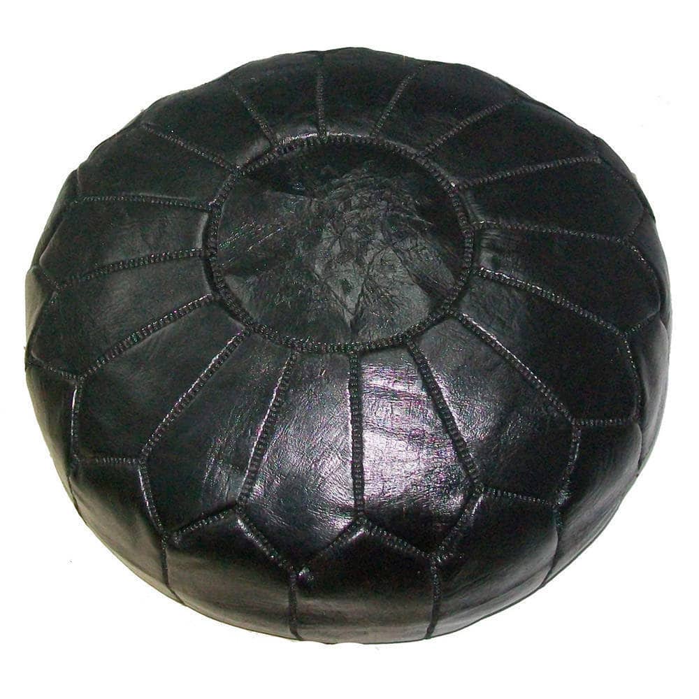 Handmade Leather Contemporary Ottoman Pouf (Morocco)