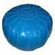preview thumbnail 6 of 9, Handmade Leather Contemporary Ottoman Pouf (Morocco) Blue - Pouf/Foot Stool