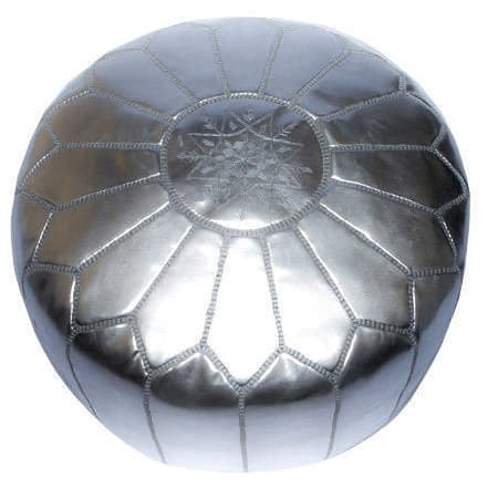 Handmade Leather Contemporary Ottoman Pouf (Morocco)