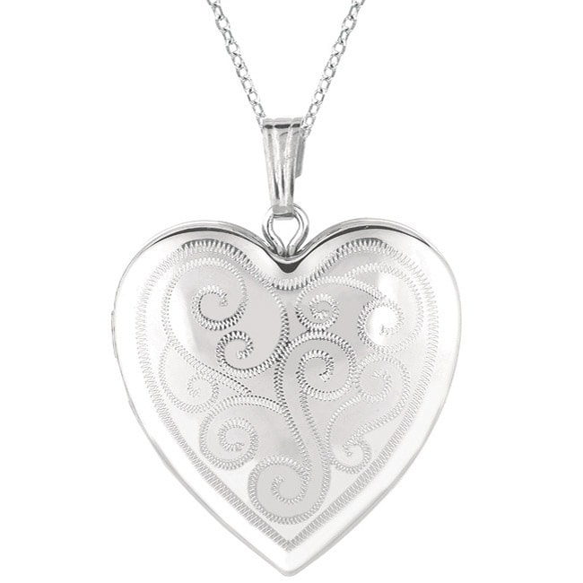 Shop Sterling Silver Heart Locket Necklace - Free Shipping Today ...