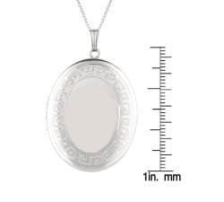 Sterling Silver 'Greek Key' Oval Locket Necklace Lockets Necklaces