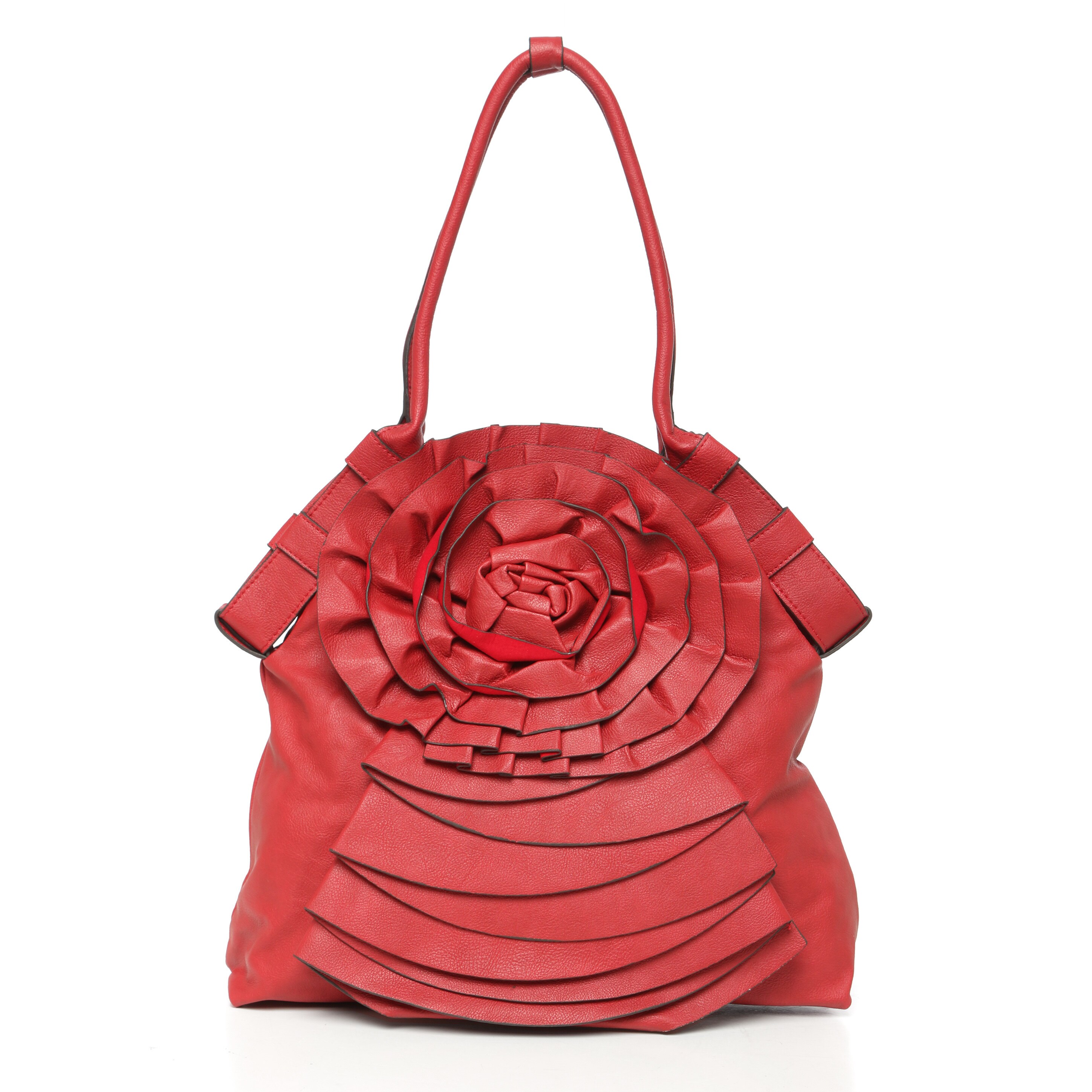 Journee Collection Floral Accent Pleated Tote Bag - Overstock Shopping ...